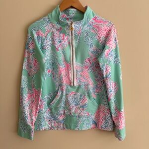 Lilly Pulitzer UPF 50+ Skipper Popover Minty Fresh Fansea S Coral Green Pink
